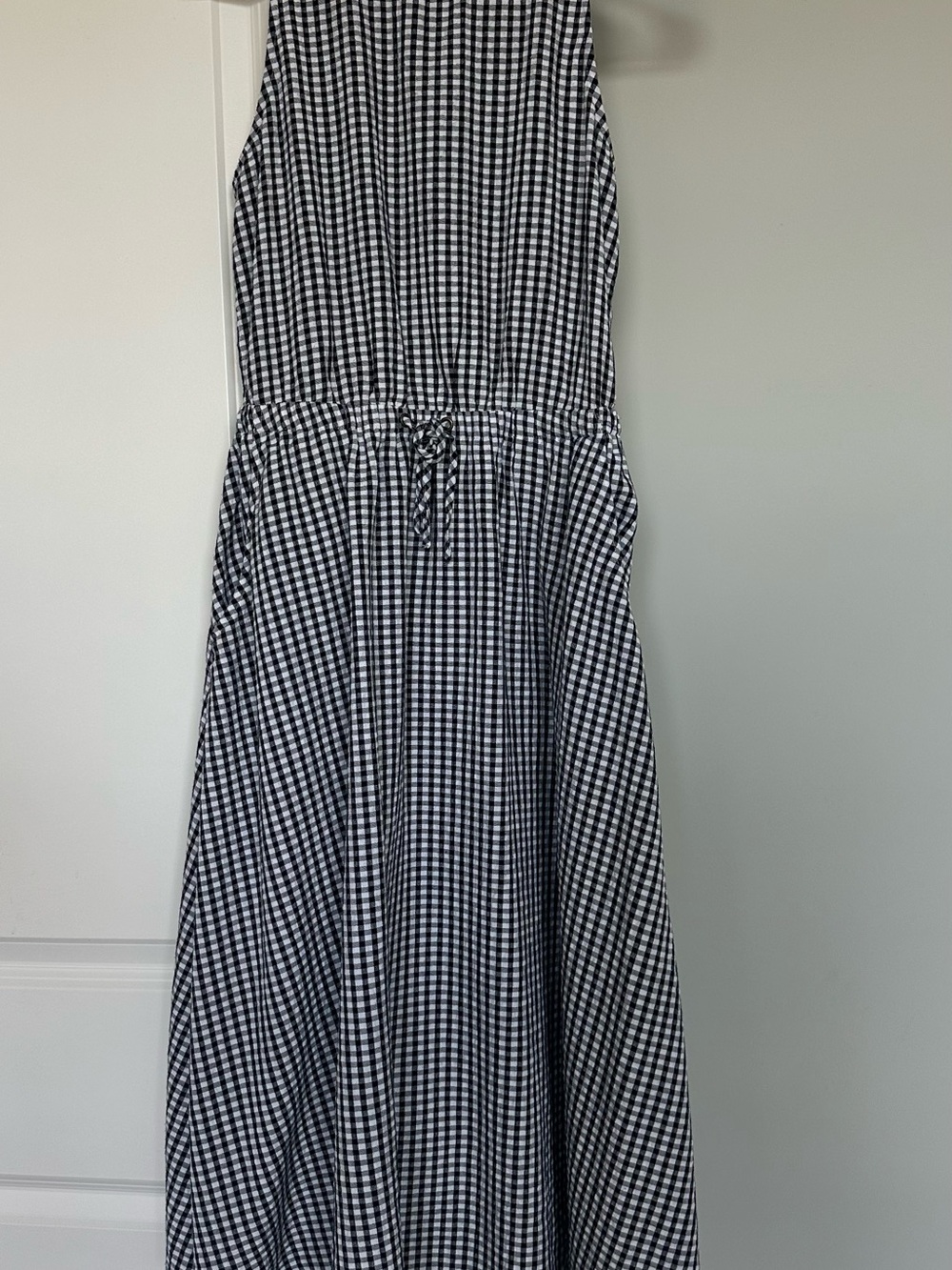 LOFT Black and White Gingham Sleeveless Maxi Dress